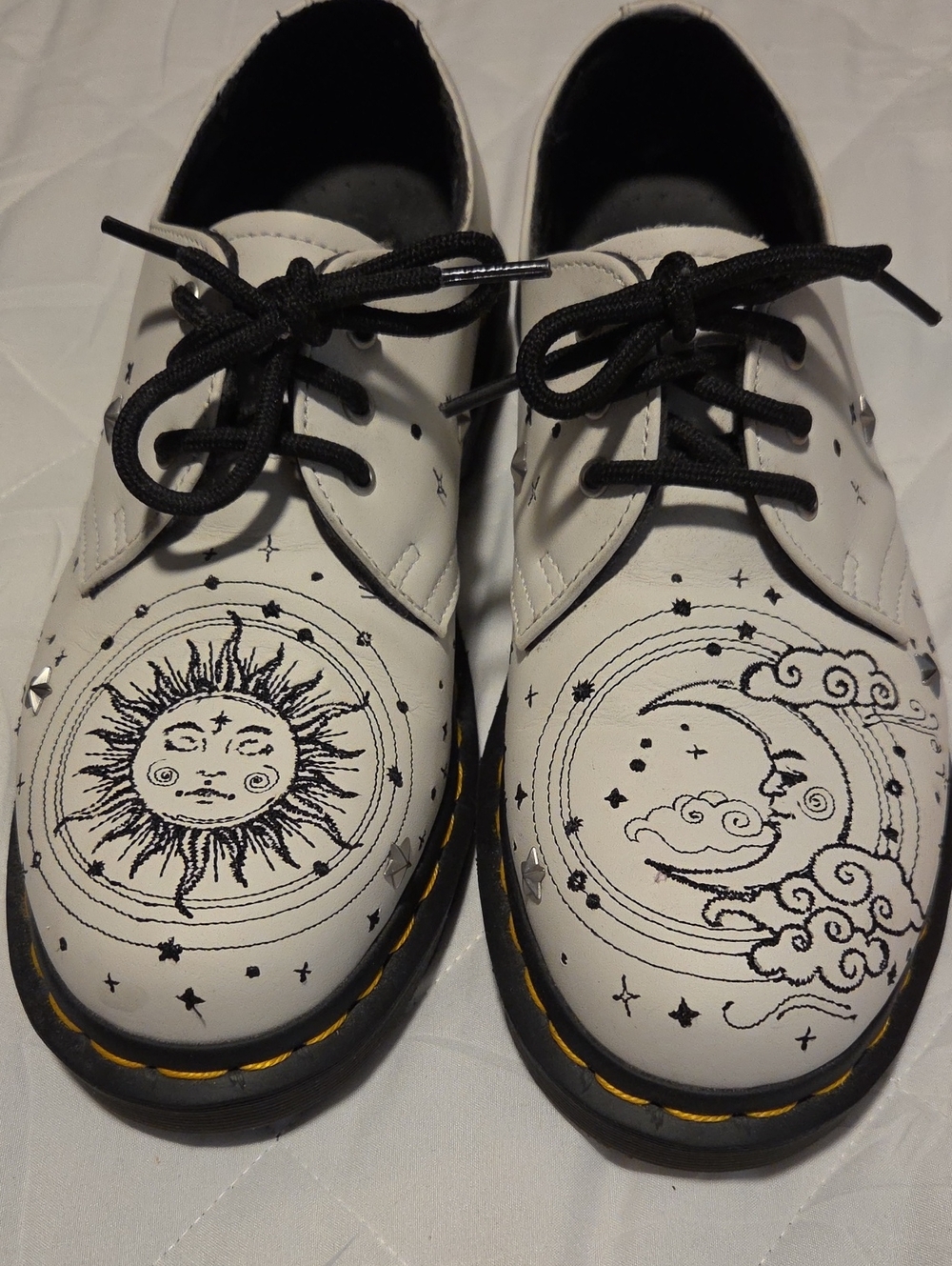 Dr. Martens White Sun & Moon Leather Derby Shoes